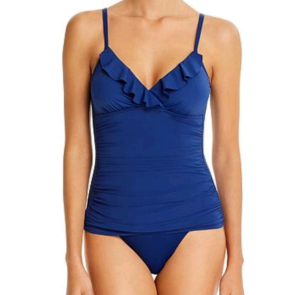 Ralph Lauren Beach Club Ruffle Blue Tankini Hipster Bikini, 6